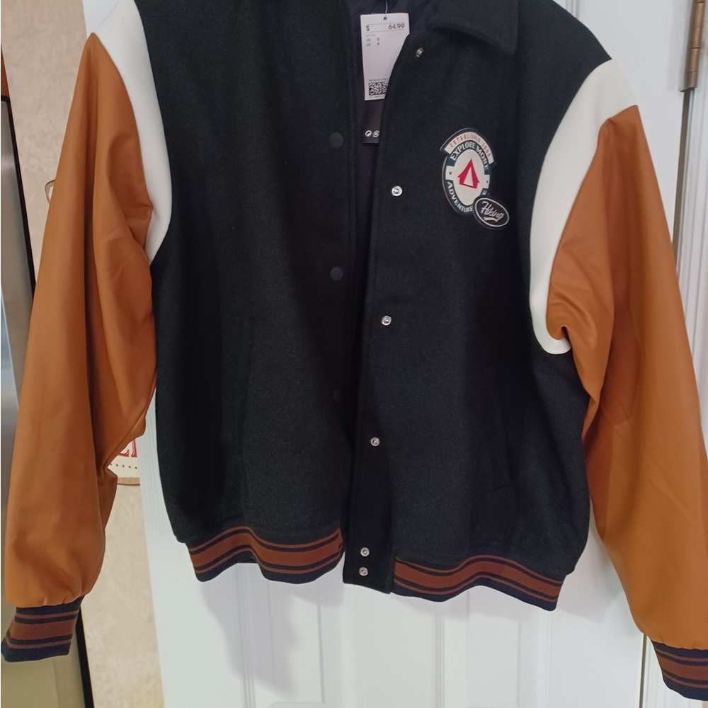Brand Nee H&M Black and Brown Varsity Jacket
